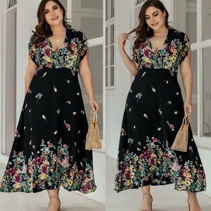 ✨❗️EVERYTHING MUST GO❗️✨ Plus size floral print V neck maxi dress